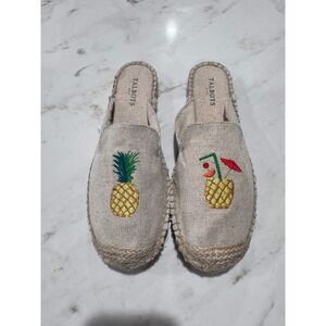Talbots‎ Espadrille Mules Pineapple Cocktail Embroidered Slip On Shoes  Size 9